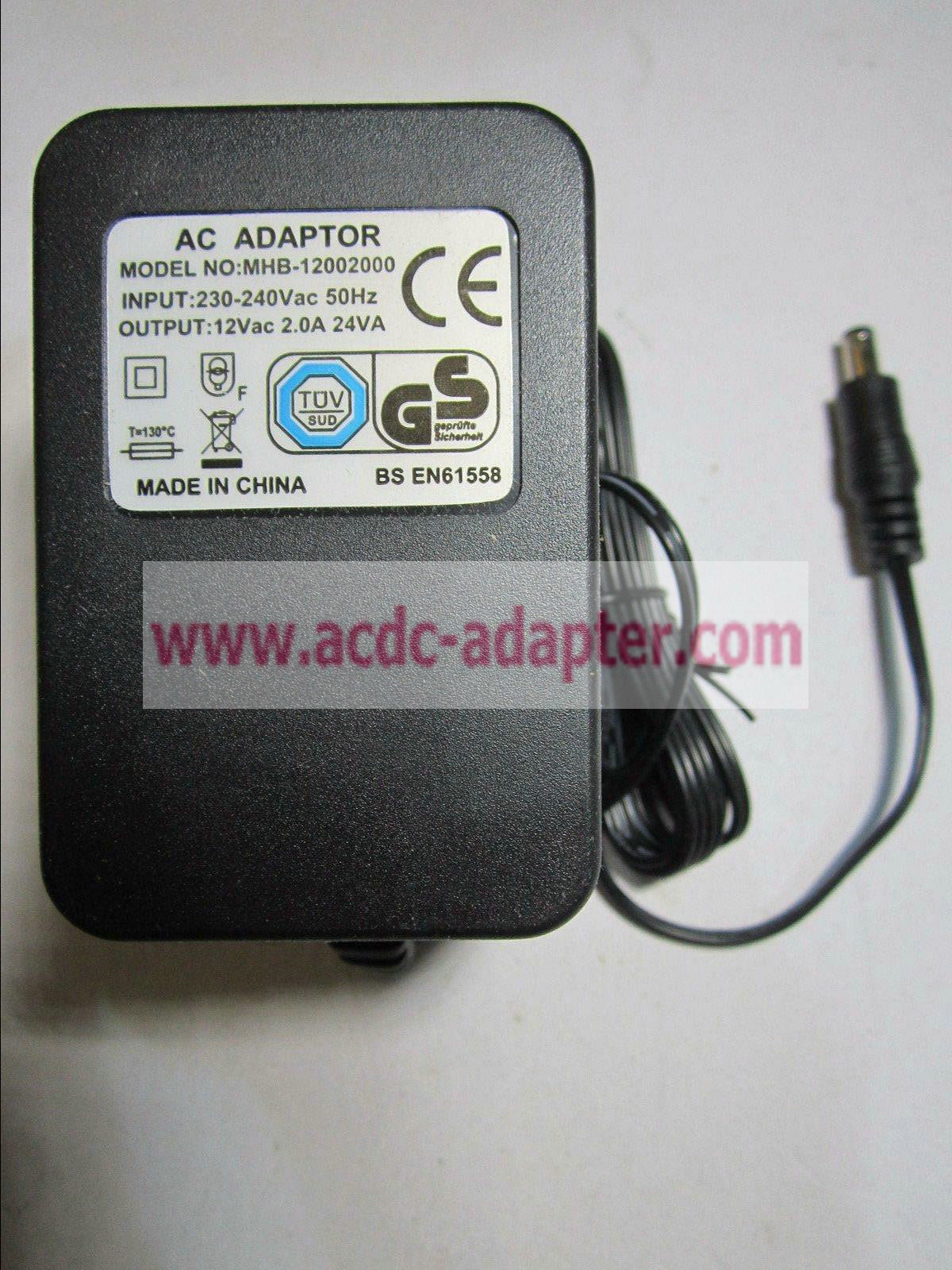 New MHB-12002000 12VAC 2.0A 24VA AC-AC Adaptor Power Supply for Creative SBS 2.1 3
